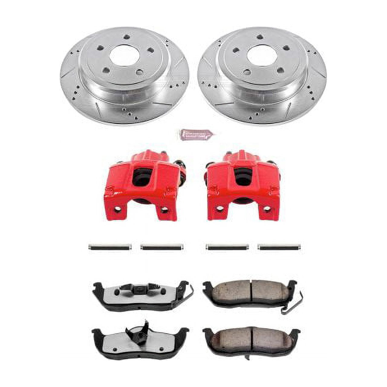 PowerStop Rear Z36 Truck & Tow Brake Pad and Rotor Kit with Red Powder Coated Calipers Fits: INFINITI NISSAN Select Models KC2445-36