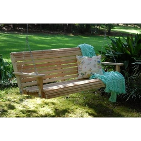 Yard Swing Home Depot Home Outdoor Patio Back Yard Garden Lawn Rot-Resistant 3 Ft Cypress Eternal Wood RollBack Porch Swing ()