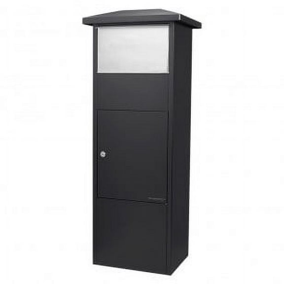 Winbest Freestanding Floor Lockable Drop Slot Mail Box Steel with Parcel Compartment, Black
