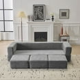 thumbnail image 3 of Jopath 79'' Convertible Sectional Sofa with 3 Footrests, Chenille Floor Sofa with High Rebound Foam Bed for Living Room/Bedroom,No Assembly Required,Light Gray, 3 of 8