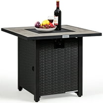 Patiojoy 50,000 BTU Square Outdoor Propane Fire Pit Table with Waterproof Cover Lava Rock