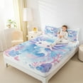 thumbnail image 4 of Manfei Cute Cartoon Axolotl Twin Sheet Sets for Teens, Blue Watercolor Twin Fitted Sheet, Dreamy Marine Coral Flat Sheet, Super Cozy Room Decor, 3 Pieces, 4 of 7
