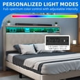 thumbnail image 4 of Dextrus King Bed Frame with Built-In Storage, Upholstered Headboard with Power Outlets and Multicolor LED Lighting Controlled by Remote or App, No Box Spring Needed, Beige, 4 of 7