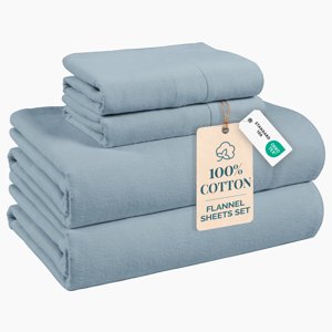 Casa Platino Queen Flannel Sheet Set, French Blue, 4-Piece