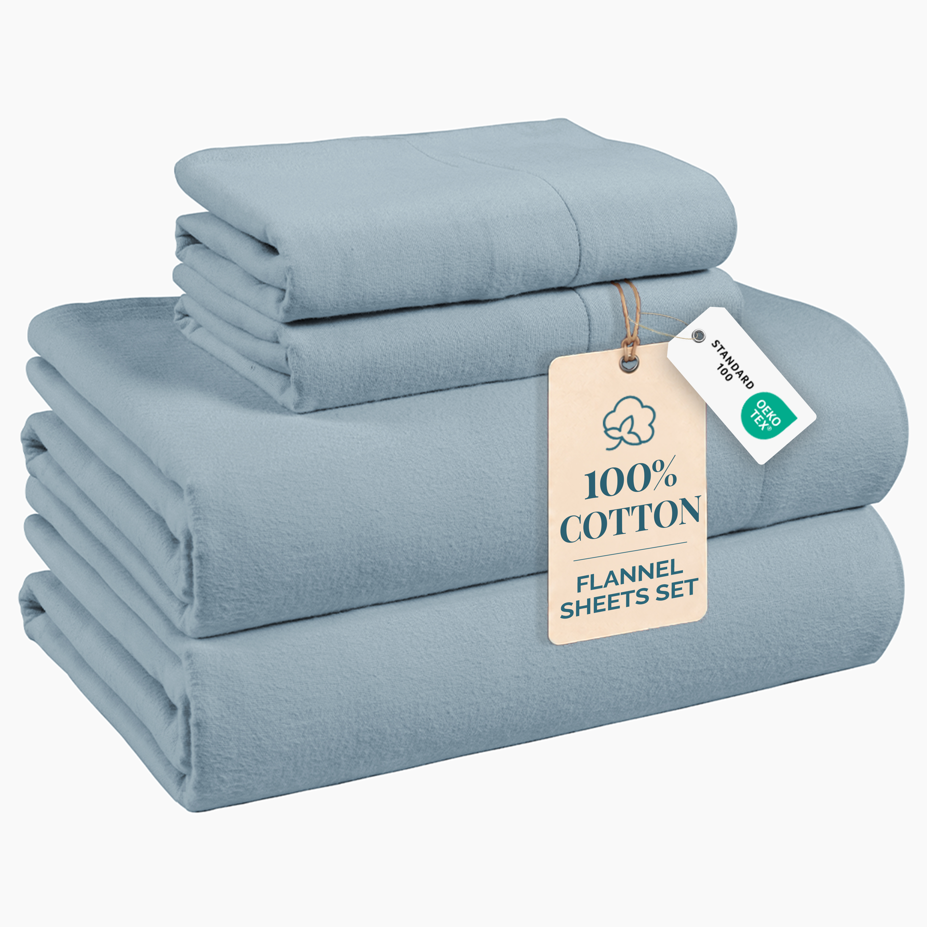 Casa Platino Queen Flannel Sheet Set, French Blue, 4-Piece photo 1