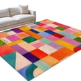 thumbnail image 2 of 5'x7' Area Rugs, Colorful Plaid Indoor Outdoor Area Rug for Living Room Bedroom, Geometric Modern Abstract Art Washable Bathroom Rugs Kitchen Floor Carpet Mats Home Decor Aesthetic, 2 of 8