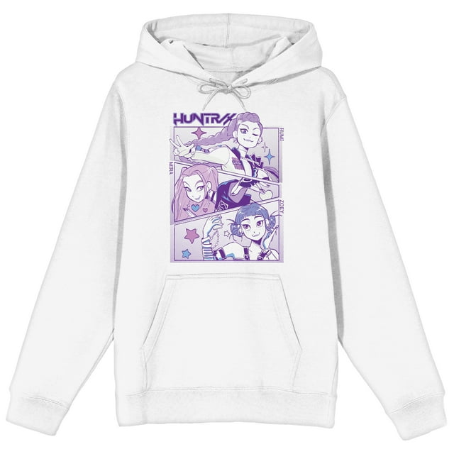 Kpop Demon Hunters Panel art Huntrx Men's White Long Sleeve Hoodie-3XL