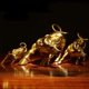 thumbnail image 2 of 2024 Years Bull Statue Ox Brass Sculpture Wall Street L6B3 Figurine Bulls, 2 of 5