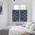 thumbnail image 4 of Geometric Navy Kitchen Curtains 63 Inch Length, Blue Contemporary Country Boho Flower Grommet Top Bedroom Living Room Curtains, Light Filtering Cafe Curtain Drapes 2 Panels Set 104''x63'', 4 of 9
