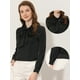 thumbnail image 2 of Blusa de satén para mujer Allegra K con cuello de pajarita Negro M, 2 of 5