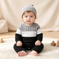 thumbnail image 6 of larppty Newborn Baby Boy Clothes Fall Winter Cute Infant Outfits Long Sleeve Romper Hat Bodysuit Jumpsuits, 6 of 7