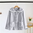 thumbnail image 7 of uublik Women's Fleece Bed Jacket with Front Pockets Button Front Cozy Lounge Wear for Sleeping Gray, 7 of 7
