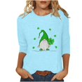 thumbnail image 2 of Meichang T-Shirts pour Femmes St Patricks Day Manches 3/4 Hauts Trèfle Chanceux T-Shirts Imprimé Vert Col Rond Décontracté T-Shirts de Vacances St Patricks Day, 2 of 4