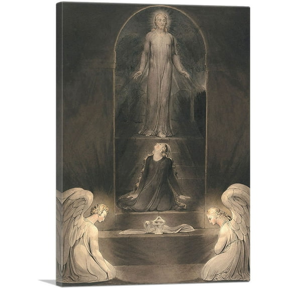 ARTCANVAS Mary Magdalen at the Sepulchre Canvas Art Print by William Blake - Size: 26" x 18" (1.50" Deep)
