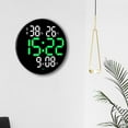 thumbnail image 3 of GUOOL Horloge Murale 10 Pouces Heure Semaine Date Température Humidité Affichage Ronde Numérique LED Vert, 3 of 9