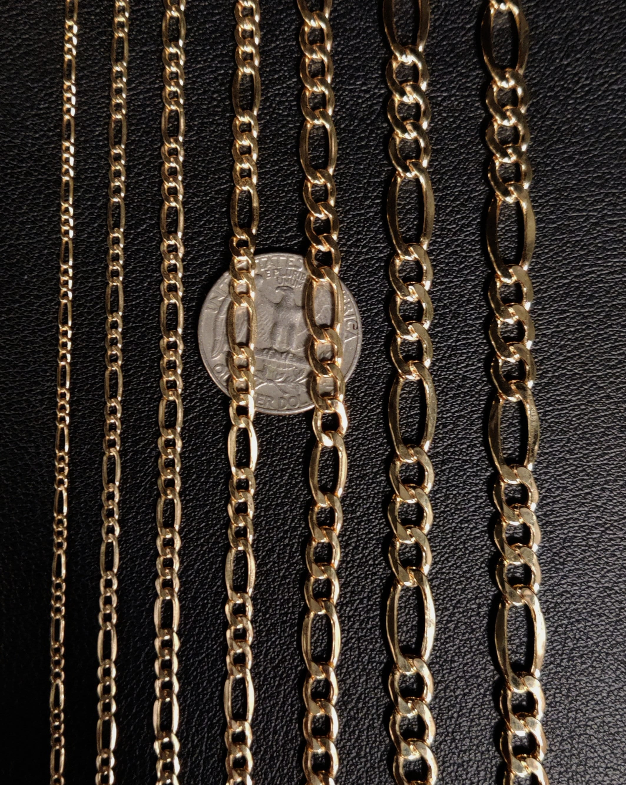 14K Yellow Gold Figaro Chain Necklace, 2mm - 7.5mm 16" - 28" Inch, 14k Thick Link Chain, Real 14k Gold Chain, Gold Figaro Chain, Men Women (Width:2.6mm; Necklace length:22;)