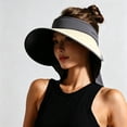 thumbnail image 2 of SAWOBUUN Women Wide Brim Sun Visor UV Protection Beach Sun Hat Adjustable Summer Cap with Neck Flap, 2 of 5