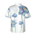 thumbnail image 3 of Balery Pale Blue Lotus Flowers Print Men's Hawaiian Shirts Short Sleeve Beach Shirt Relaxed Fit Vacation Button Down Shirts-Large, 3 of 9