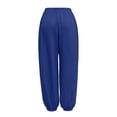 thumbnail image 4 of Nugftut Capri Pants for Women Solid Color Elastic Loose Capris Drawstring Summer Trave Capri Pants High Waisted Pants, 4 of 8