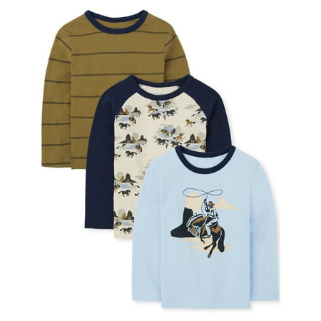 The Children's Place Toddler Boy Long Sleeve Knit 3-Pack Set, 12-5T