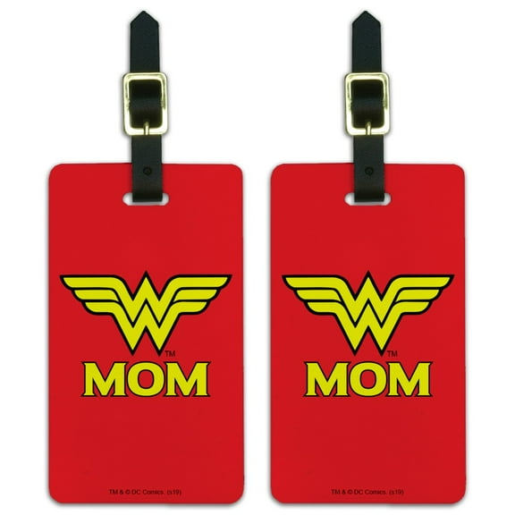 Wonder Woman Wonder Mom Logo Luggage ID Tags Suitcase Carry-On Cards - Set of 2