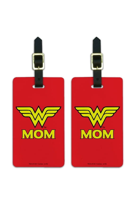 Wonder Woman Wonder Mom Logo Luggage ID Tags Suitcase Carry-On Cards - Set of 2
