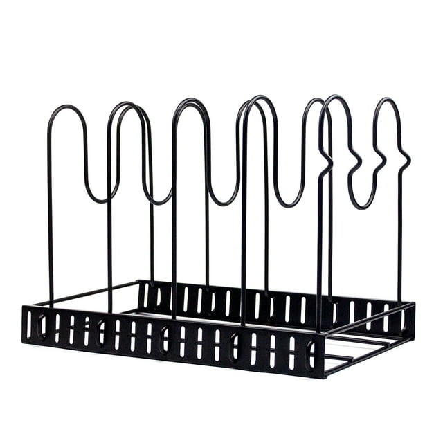KAUKKO Pot Rack Organizers Lid Organizer for Pots and Pans 5 Tiers Pots and Pans Organizer with 3 DIY Methods Adjustable Pot Lid Holders Pan Rack for Kitchen Counter and Cabinet
