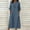 A_ Navy, variant on PRINxy Women's Washed Crinkled Cotton Linen Midi Dress 3/4 Ruffle Sleeves V Neck with Button Detail Casual Dress with Pockets for Daily Errands Pink M