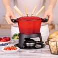 thumbnail image 4 of Juego de ollas para fondue de hierro fundido Mabeeze para queso, chocolate o carne - Olla esmaltada en rojo de 1,6 cuartos - Incluye 6 tenedores para fondue, 4 of 5