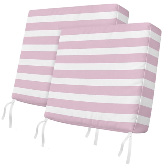 Outdoor Patio Cushion Covers 2 Pack Pink Stripes Chair Cushion Seat Pads with Ties & Zipper Waterproof Seat Cover Set Simple Striped Chair Slipcovers for Outdoor Furniture Couch Sofa 20x18 Inch