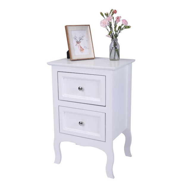Salonmore White Nightstand Bedroom Storage Bedside Table Side End Table With 2 Drawers Walmart Com Walmart Com