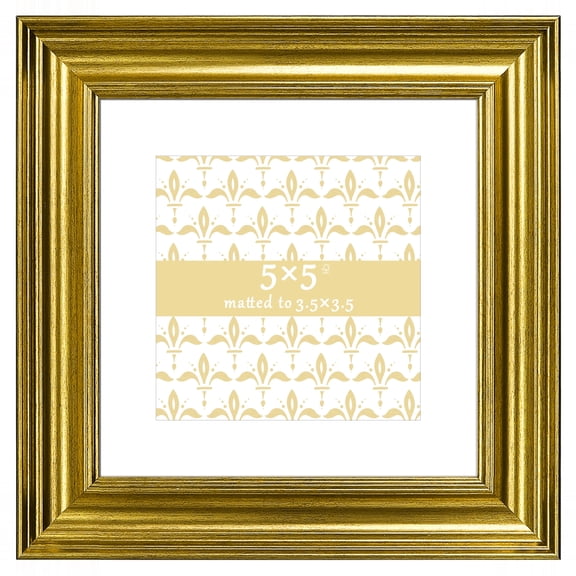 3.5x3.5 Picture Frame Gold - Matted for Gallery Wall or Tabletop Photo Frame