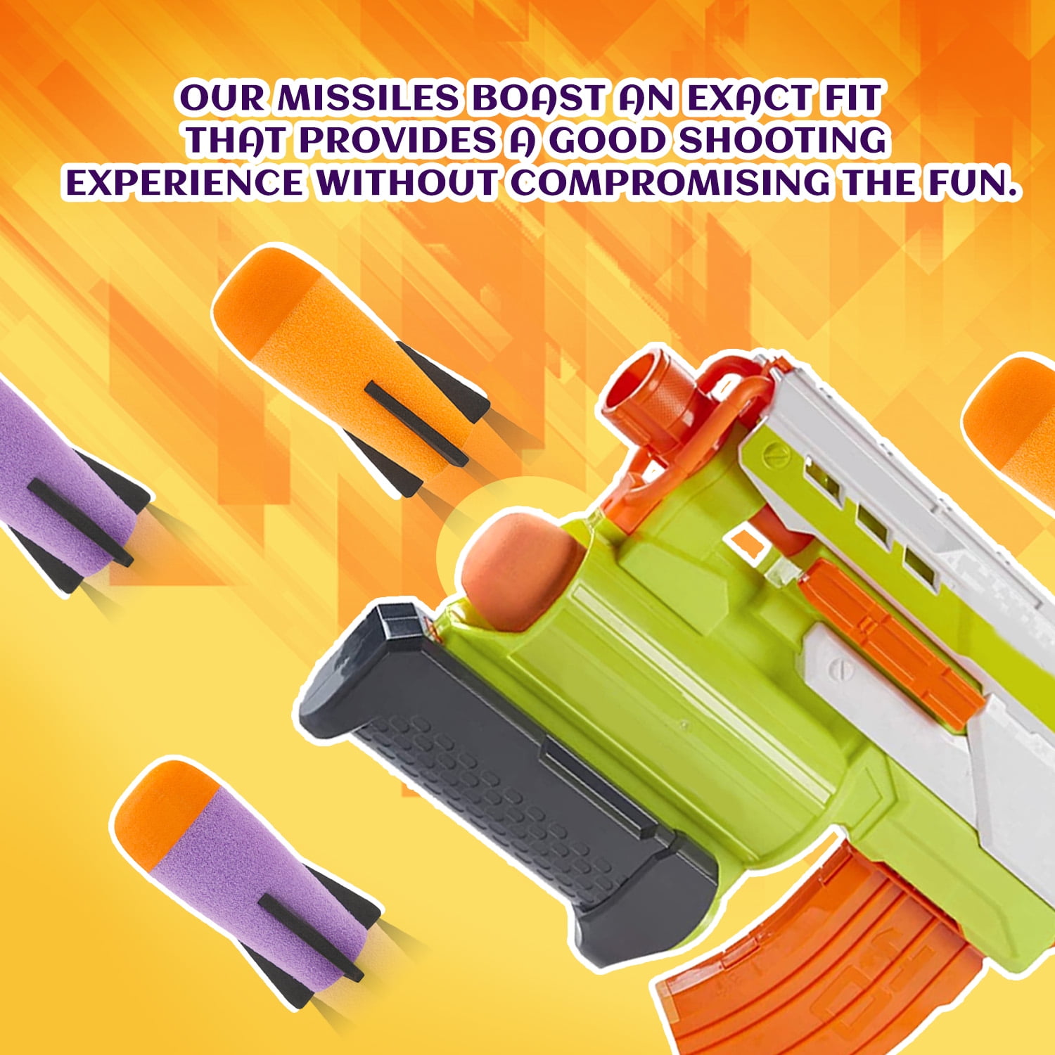 BOROLA 3 Pcs Missile Filled Foam Rocket Launcher, Compatible For Nerf N-Strike Elite series(Orange)