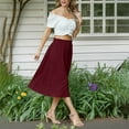 thumbnail image 4 of Women Casual Skirt New Women Maxi Skirt Long Flowy Pleated High Waisted with Pockets Summer Casual Elastic Waist A-Line Skirts Wine S, 4 of 8