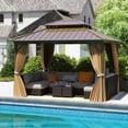 thumbnail image 4 of Costway 12 X 10 FT Hardtop Gazebo with  Netting Heavy-Duty Double-Roof Galvanized Metal Top, 4 of 10
