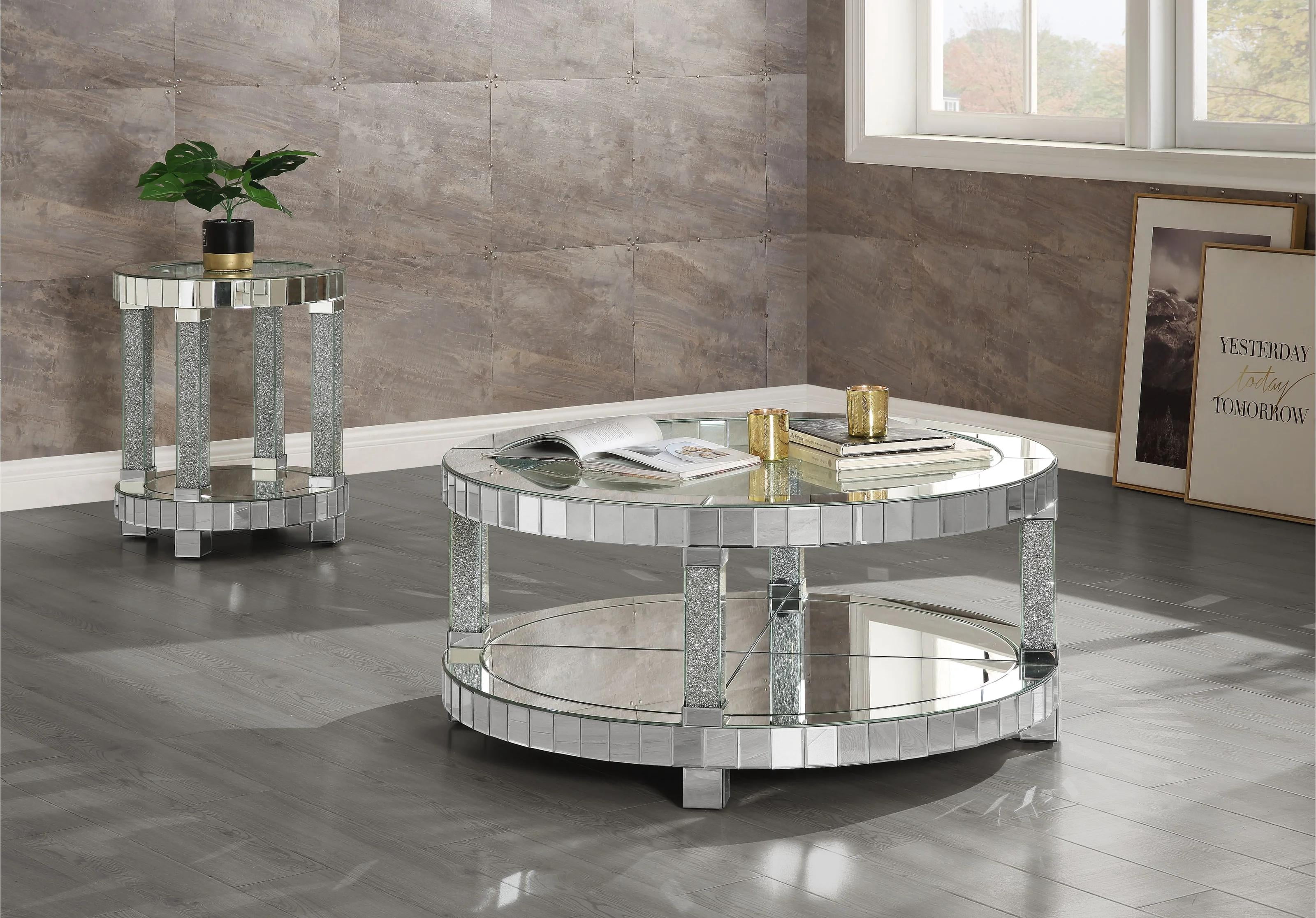 Modern Mirrored & Faux Gems Coffee Table + 2 End Tables by Acme Fafia 88025-3pcs