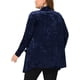 thumbnail image 3 of Cárdigans de terciopelo de talla grande Agnes Orinda para mujeres, cárdigan de frente abierto con bolsillos 2X azul marino, 3 of 6