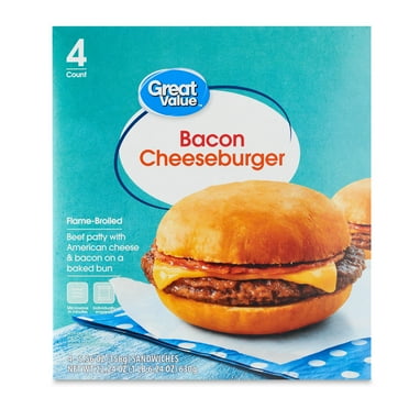 Great Value Bacon Cheeseburger Sandwiches, 4 Count (Frozen)