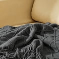 thumbnail image 6 of ROSEKIND Diamond Textured Tassel Throw Blanket, Soft Knitted Decorative Blankets 60X80inch., 6 of 6