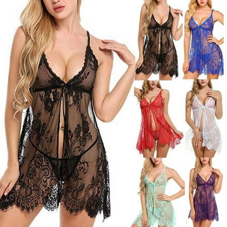 

Utoimkio Women s Lingerie Sexy V Neck Nightwears Home Lace Comfort Breathable Sleepwear Lace Chemise Cotton Nightgowns Babydoll Mini Teddy