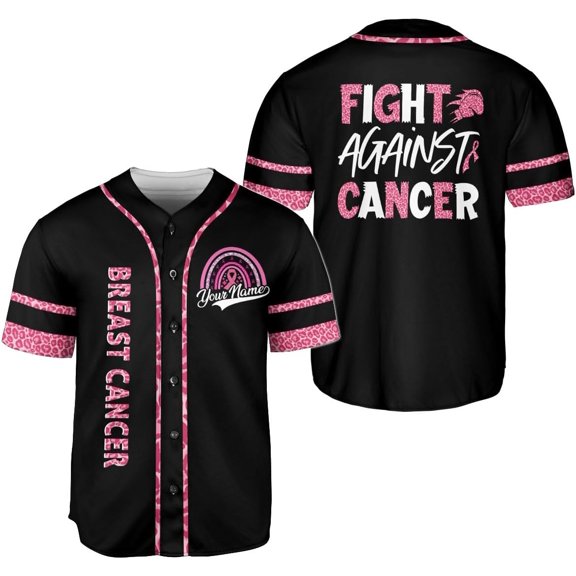 Personalized Breast Cancer Jersey, Pink Ribbon Awareness Soccer Shirt Baseball Breast Cancer Survivor Pride Jersey (S)