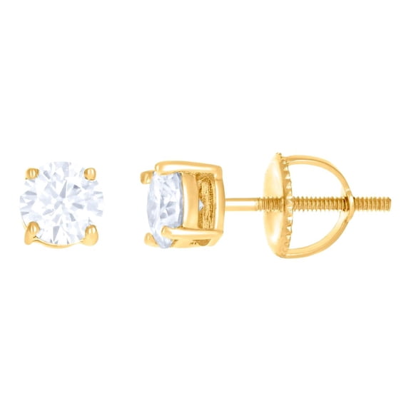 10k Yellow Gold Unisex Moissanite 1.00ct Solitaire Stud Earrings 5x5mm Wide Stud Earring for Women
