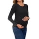 thumbnail image 4 of INSPIRE CHIC Camisetas de Maternidad con Fruncidos para Mujeres, Camisas de Manga Larga, Blusas Casuales, Camiseta Básica, Ropa 2025 Grande Negra, 4 of 6
