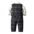 thumbnail image 4 of Gerichy Toddler Baby Boy Clothes Fall Winter Outfit, Toddler Boys Long Sleeve T Shirt Tops Plaid Vest Coat Pants Child Kids Gentleman Outfits, 4 of 8