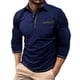 thumbnail image 1 of Ceisia Men's Slim Fit Long Sleeve Turndown Collar Shirt with Contrast Trim and Chest Pocket Navy L Gifts, 1 of 8