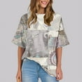 thumbnail image 2 of Pisexur Hauts pour Femmes Mode Décontractée Manches Courtes Col Rond T-Shirts Confortables Amples Imprimé Floral Blouses Printemps Été Hauts Élégants Imprimés Graphiques Grandes Tailles Tops de Sortie S-5TG, 2 of 7