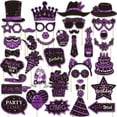 thumbnail image 2 of Molagu Birthday Photo Booth Props Kit Party Favors Magic Purple Glitter Happy Birthday 38 Pieces, 2 of 8