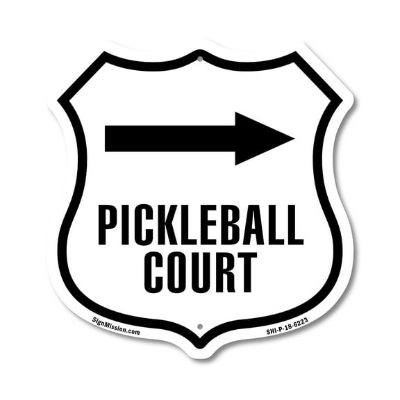 Pickleball Court Right Arrow (5 Pack) 12 inch X 12 inch Shield-Shaped Rust-Free Aluminum Metal Signs Weather Resistant Made in the USA