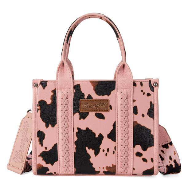Bolso Wrangler con estampado de vaca para mujer, estilo western, color rosa