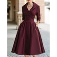 thumbnail image 4 of Women'S Vintage Dress Fall Fit Long Sleeve Elegant Cocktail Party Formal Church Dresses Wine Red XXL, 4 of 7